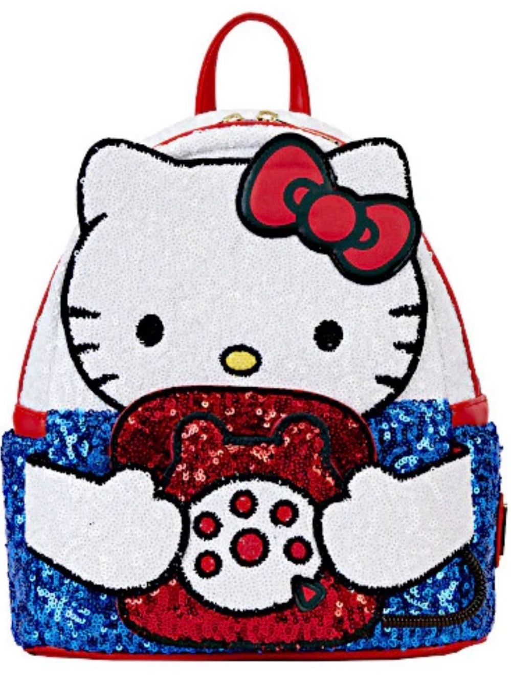 Loungefly Hello Kitty Retro Phone Sequin Mini Backpack - White & Red